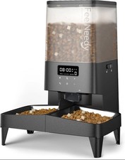 Automatic Cat Feeder 5L, FEELNEEDY Food Dispenser with Elevated Bowls for Indoor