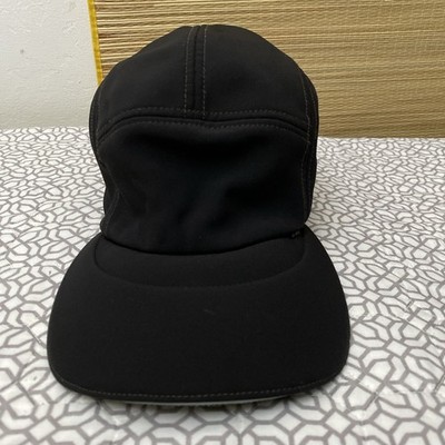 REI Marathon Nylon Waterproof Hat Cap Black Strap 5 Panel Running Cycling Mens
