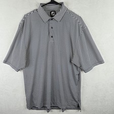 Footjoy Mens Navy Blue  White Striped Short Sleeve Golf Polo Shirt Size L