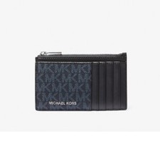 NWT Michael Kors Cooper Slim Signature Logo Zip Wallet - Navy