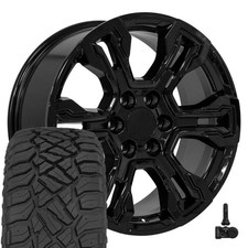 14089 20x9 Gloss Black Rims 27555r20 Rt Tires Tpms Set 6x139.7 26et