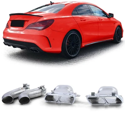 Double Sortie Sport En Chrome Pour Mercedes CLA C117 X117 13-19 - Photo 1/4