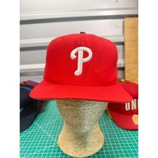 Vintage New Era Philadelphia Phillies Snapback Hat Red MLB Pro Model Made in USA