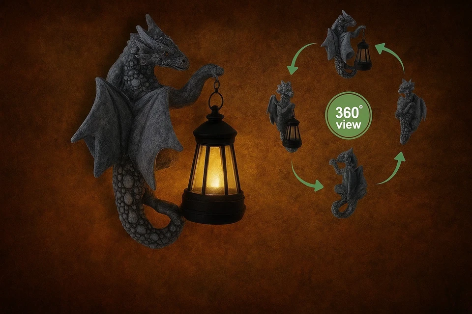 Статуэтка садового дракона на солнечных батареях 9,3 дюйма уличный декор украшение для газона фонаря - Изображение 3 из 4