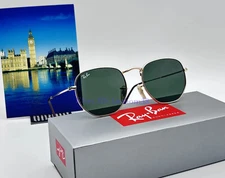 Ray-Ban Sunglasses RB3548N Hexagonal 51mm Green G-15 Lens Gold Metal Frame