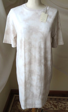 A NEW DAY T-SHIRT DRESS SHORT SLV CREW NECK LIGHT BROWN/WHITE TIE DYE S NEW