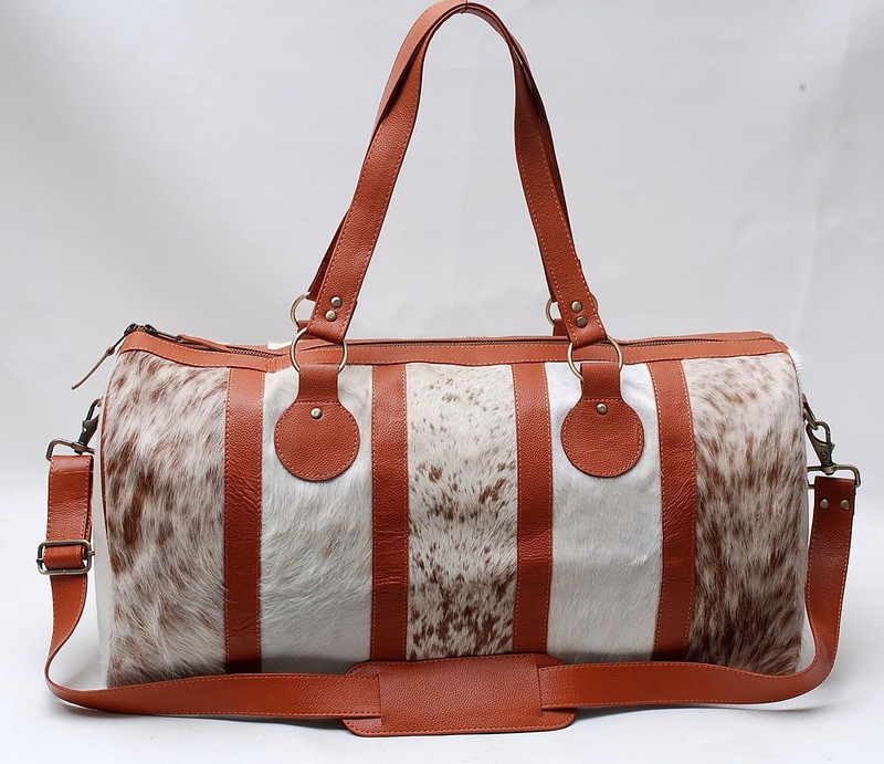 100% Natural COWHIDE Duffel Bag Hair On Leather TRAVEL Bag Luggage Bag SA-216