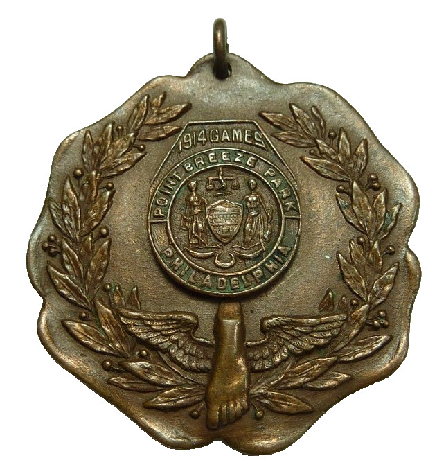 1914 PHILADELPHIA POINT BREEZE PARK Games Sports Medallion Medal Winged Foot Pa