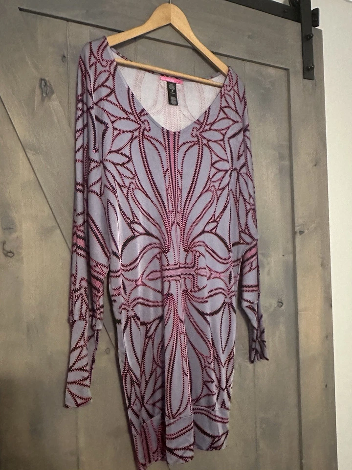 VTG Y2K Custoline Custo Barcelona S Rare Graphic Dolman Sleeve Sack Dress Mob - Image 3 of 4