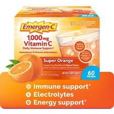Emergen-C 1000Mg Vitamin C Powder for Immune Support Super Orange - 60 ct