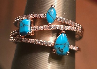 Bomb Party December 2025 Ring RG63226 'Tangled In Orbit' Turquoise Rose Gold 11