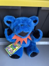 Vintage Grateful Dead Bear 12" Blue JOINTED Plush Orange Collar Stuffed