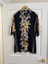 Vintage Pierre Cardin Size L Men s Black Hawaiian Shirt, Rayon