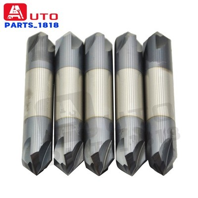 5Pcs 1/2'' 4 Flute 90 Degree Solid Carbide Chamfer Mill-Double End - AlTiN Coated