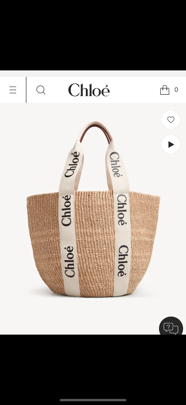 Chloe Woody Large Woven Basket Tote Bag with Logo Straps Authentic