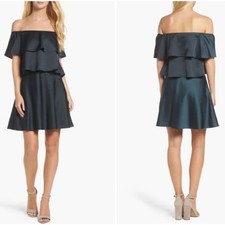 Eliza J Off the Shoulder Popover Dress Dark Green Size 8 NEW