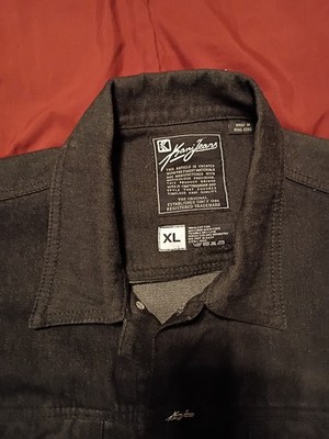 Kani Jeans Jacket Men's XL Black Denim Shoulder 23'' Armpits 27'' Arm 24'' Long 30''