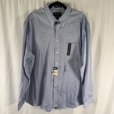 New Eddie Bauer Dress Shirt Men's XL Blue Wrinkle Resistant Long Sleeve Cotton