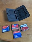 Lot Of 4 CompactFlash Memory Cards Compact Flash W/ Case 32mb 512mb 265mb 1gb