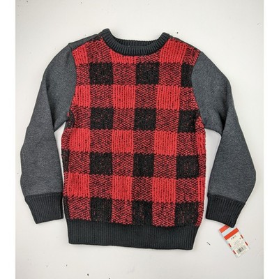 Cat & Jack Buffalo Plaid Sweater Youth 6-7