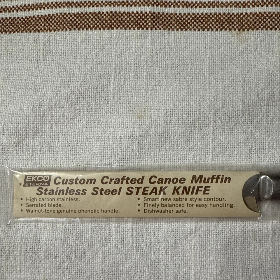 Vintage Ekco Eterna Epic Canoe Muffin Long Stainless Steel Steak Knives New - Image 2 of 4