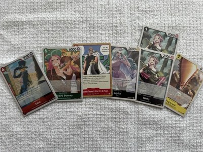 One Piece TCG 7-Card Lot - Sabo EB02 Rare, Jewelry Bonney EB03, Ginny x2 - NM/M