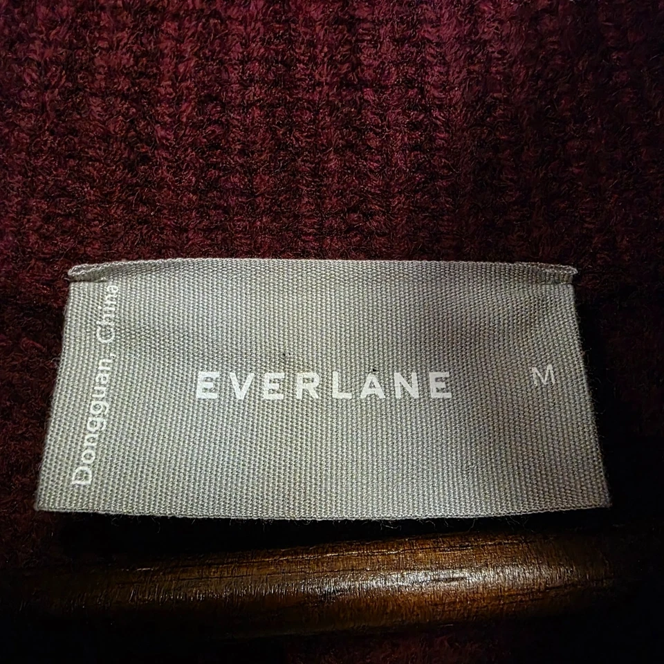 Suéter Everlane Mujer Grueso Lana Acanalado Cremallera Talla M Gran Tamaño Rojo Borgoña Foto 3 de 4