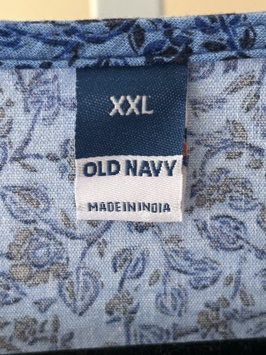 Old Navy Puff Sleeve Swing Dress w/Pockets Tassel Neck Embroidered Blue Boho XXL - Picture 10 of 17