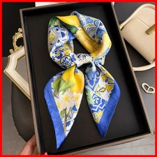 Women Satin Square Scarf Print Silk Feel Headscarf Neckerchief Hair Wrap Scarf