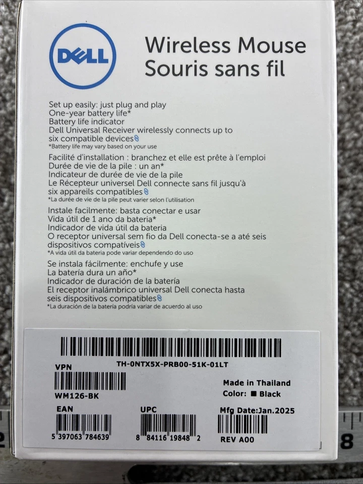 Dell WM126 Wireless Mouse Souris Sans Gil For Desktop Computer New In Box - Image 2 of 4