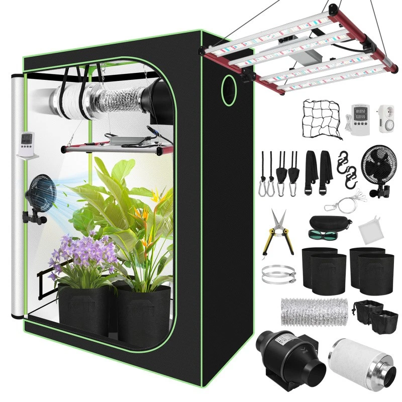 MARKENLOS Growbox Pflanzenzelt Growse LED Gewächshaus Komplettset Growzelt 100~240W Tent