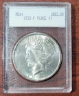 d 1923 Peace Dollar Old BLANCHARD SLAB 64 BU UNC Uncirculated Dot Matrix Label