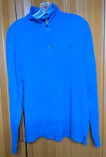 VTG Polo Ralph Lauren Men's Quarter Zip Pullover Sweater Size Large Blue