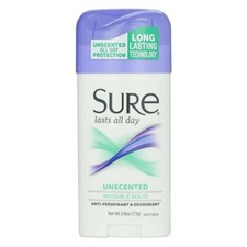 Sure Anti Perspirant Deodorant Invisible Solid Unscented 2.60Oz Each