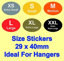 Coloured Ladies / Mens Clothes Size Stickers - Sticky Labels For Hangers