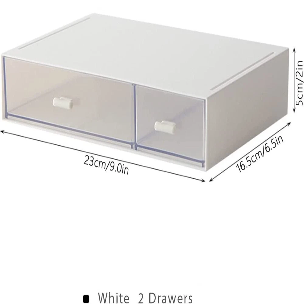 2 Drawers Desk Accessories White Desk Organizer Drawer Organizers
