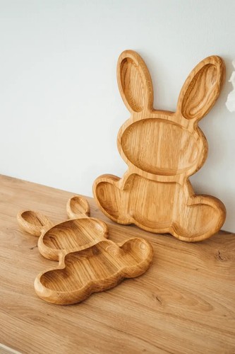 Wooden Fruit Tray Snack Tray Decoration Easter bunny plates 25/20cm(9.8"\7.8") - Picture 3 of 7