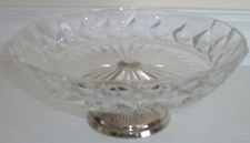 VTG Round Cut Crystal/ Silver Plated Pedestal  Compote
