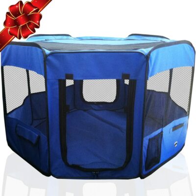 Used - 45'' Indoor/Outdoor Pet Playpen Cage Portable Travel Tent Dog Cat FAST