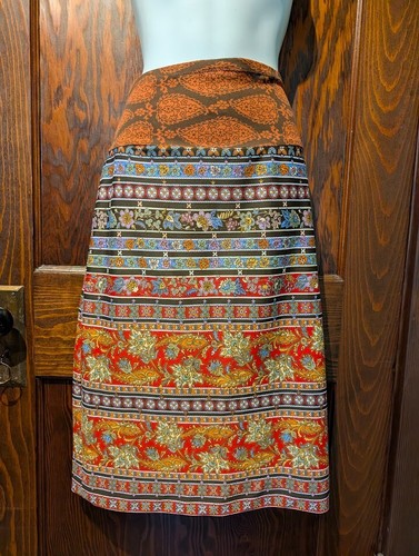 VTG 70S HIPPIE SKIRT bohemian ethnic paisley festival womens sz L 30-36" 4I - Picture 3 of 10