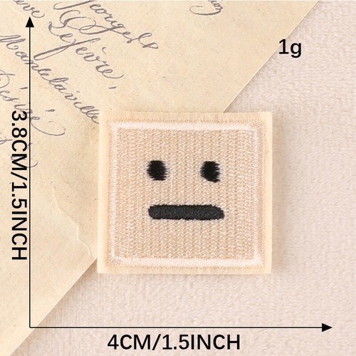 Cute Square Neutral Face Embroidered Sew / Iron On Patch Multicolor DIY Applique - Bild 6 von 13