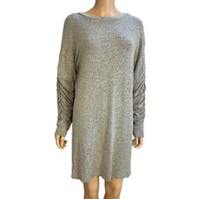 The Vanity Room Sweater Dress Small Ruched Sleeve Cozy Casual Preppy Loungewear