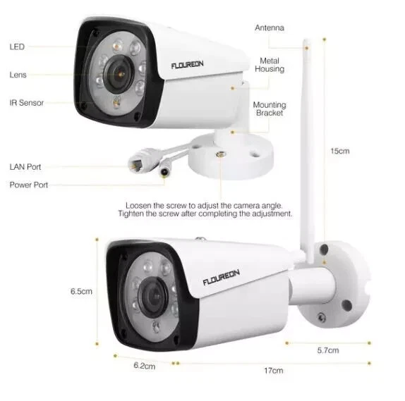 Беспроводная домашняя система камер видеонаблюдения FLOUREON 3,0 Мп автоматический каскадный сетевой видеорегистратор - Изображение 3 из 4