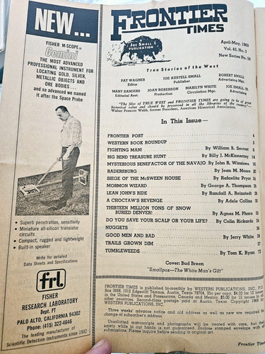 FRONTIER TIMES Magazine May 1969 McSween House Scalp or Life Tons of Snow - Picture 2 of 4