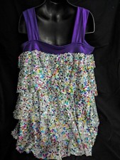 Curtain Call Girls Costume. Multi Colored Sequins With Purple Trim. Size CXL