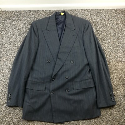 Vintage Dunhill Sport Coat Wool Double Breasted Pinstripe Blue 40R USA Made