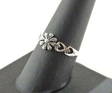 Sterling Silver Flower With Hearts Band Ring
