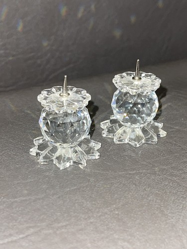 Vintage Miniature Swarovski Crystal Pineapple Candle Holders LotOf 2 - Picture 4 of 7