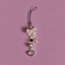 Kawaii Phone Charm - Pink Bow, Hearts And Dangle Star 4.53  