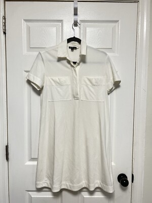 James Perse Fresca White Cotton Knit Pocket Shirt Dress Polo Dress 